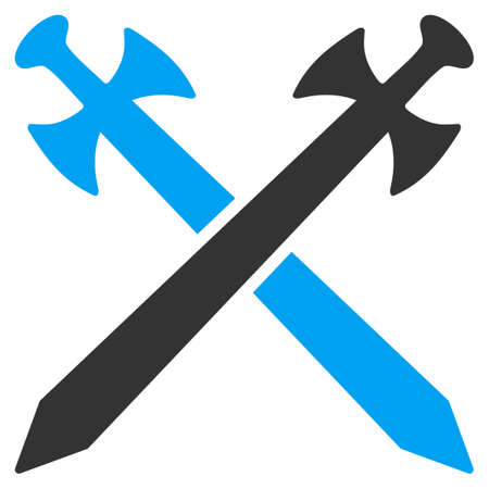 Medieval Swords vector icon. Style is flat symbol, rounded angles, white background.のイラスト素材