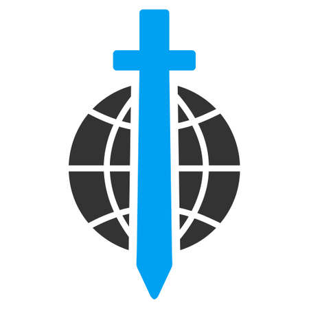 Sword Globe vector icon. Style is flat symbol, rounded angles, white background.のイラスト素材