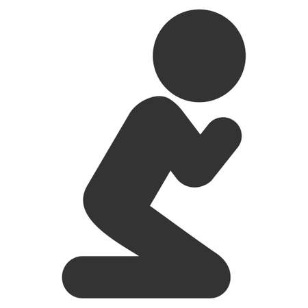 Child Pray vector icon. Style is flat symbol, rounded angles, white background.のイラスト素材