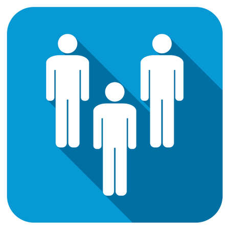 Community icon. Longshadow style is blue button with white symbol.の写真素材