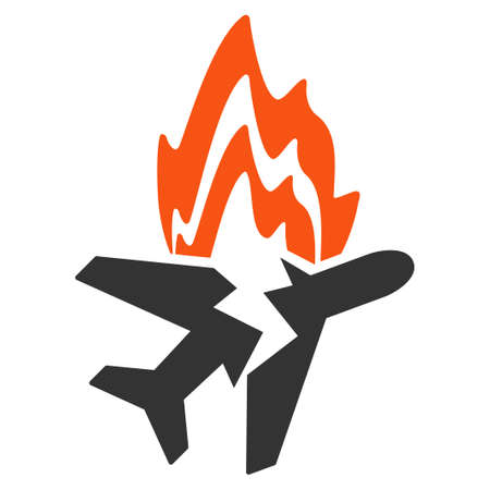 Airplane Burn vector icon. Style is flat symbol, rounded angles, white background.のイラスト素材