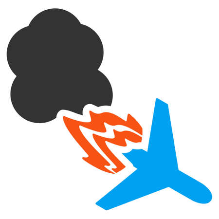 Fired Airplane vector icon. Style is flat symbol, rounded angles, white background.のイラスト素材
