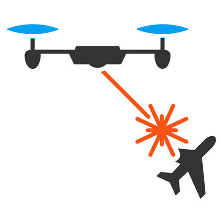 Laser Drone Attacks Airplane vector icon. Style is flat symbol, rounded angles, white background.のイラスト素材