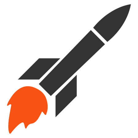 Missile Flight glyph icon. Style is flat symbol, rounded angles, white background.の写真素材