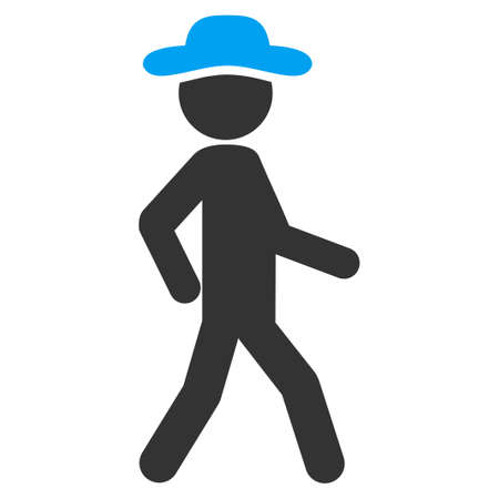 Walking Boy raster icon. Style is bicolor flat symbol, blue and gray colors, rounded angles, white background.の写真素材