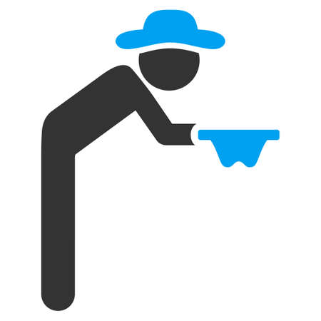Guy Beggar raster icon. Style is bicolor flat symbol, blue and gray colors, rounded angles, white background.の写真素材