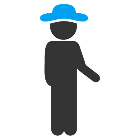 User Idler raster icon. Style is bicolor flat symbol, blue and gray colors, rounded angles, white background.の写真素材