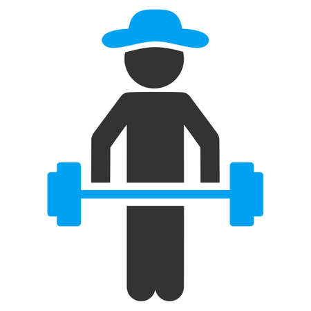 User Power Lifting raster icon. Style is bicolor flat symbol, blue and gray colors, rounded angles, white background.の写真素材