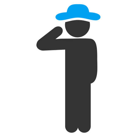 Fellow Salute raster icon. Style is bicolor flat symbol, blue and gray colors, rounded angles, white background.の写真素材