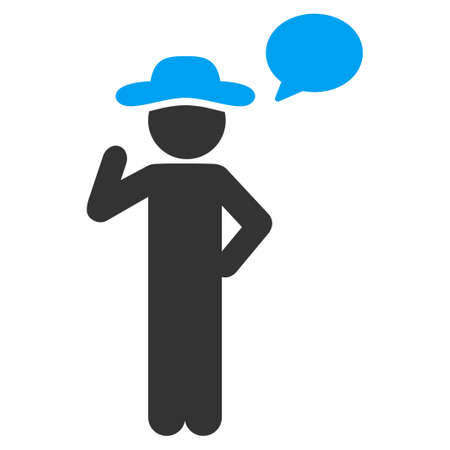 Gentleman Speech raster icon. Style is bicolor flat symbol, blue and gray colors, rounded angles, white background.の写真素材