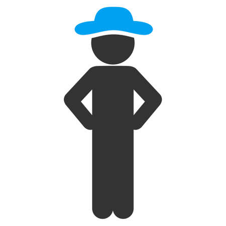 Male Akimbo vector icon. Style is bicolor flat symbol, blue and gray colors, rounded angles, white background.のイラスト素材