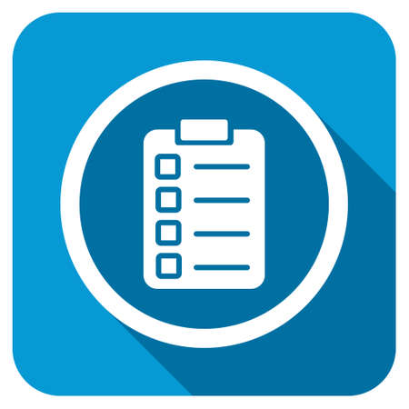 Test task longshadow icon. Style is a blue rounded square button with a white rounded symbol with long shadow.の写真素材