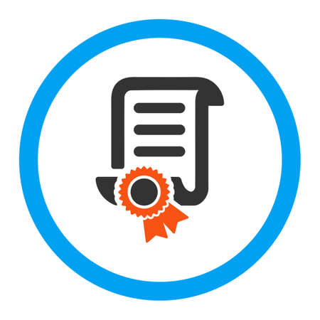 Certified Scroll Document vector icon. Style is flat rounded symbol, bright colors, rounded angles, white background.のイラスト素材