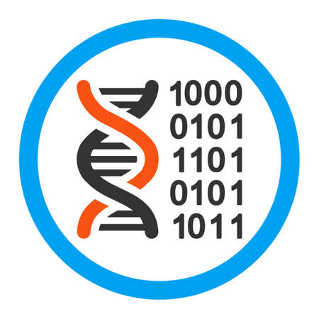 Genetic Code vector icon. Style is flat rounded symbol, bright colors, rounded angles, white...
