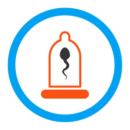 Sperm In Condom vector icon. Style is flat rounded symbol, bright colors, rounded angles, white background.のイラスト素材
