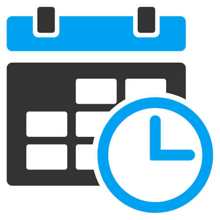 Date And Time vector icon. Style is bicolor flat symbol, blue and gray colors, rounded angles, white background.のイラスト素材
