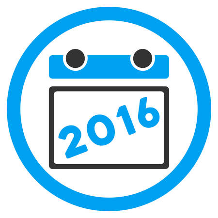 2016 Plan vector icon. Style is bicolor flat circled symbol, blue and gray colors, rounded angles, white background.のイラスト素材