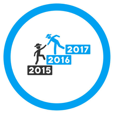 Annual Human Figure Help vector icon. Style is bicolor flat circled symbol, blue and gray colors,...