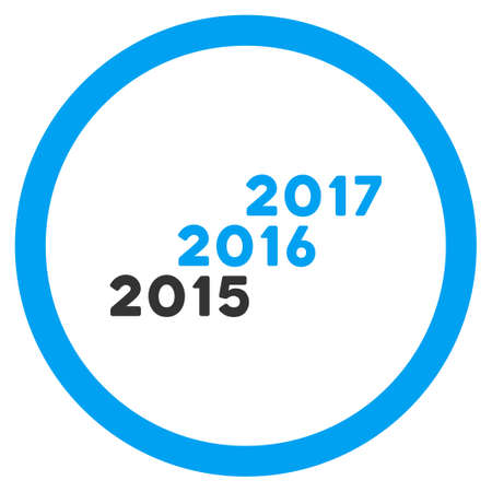 From 2016 To 2017 Years vector icon. Style is bicolor flat circled symbol, blue and gray colors, rounded angles, white background.のイラスト素材