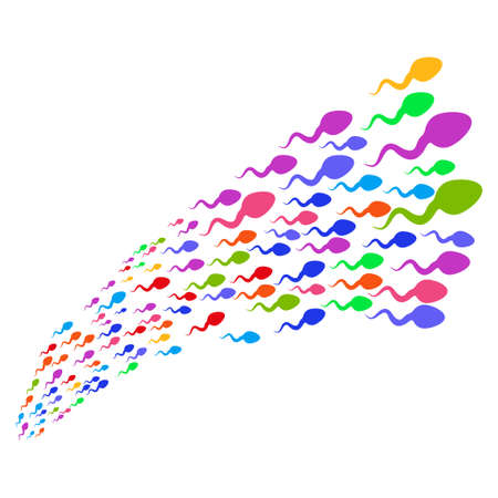 Moving Microbe Competition glyph illustration. Style is bright multicolored flat objects, white...