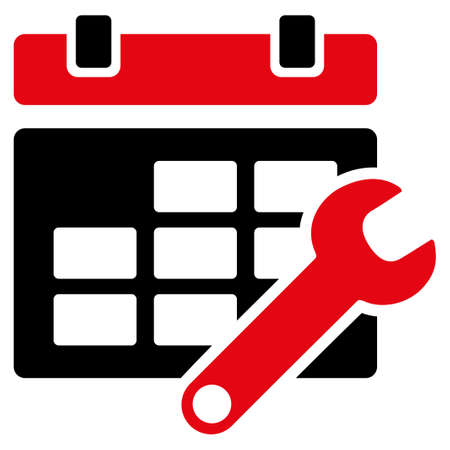 Timetable Settings vector icon. Style is bicolor flat symbol, intensive red and black colors, rounded angles, white background.のイラスト素材