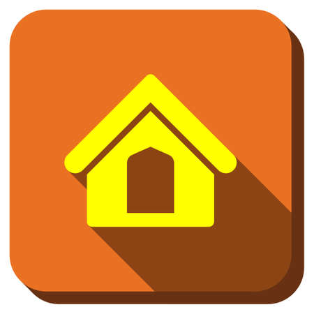 Home vector icon. Style is square rounded button, vector symbol with longshadow, white background.のイラスト素材