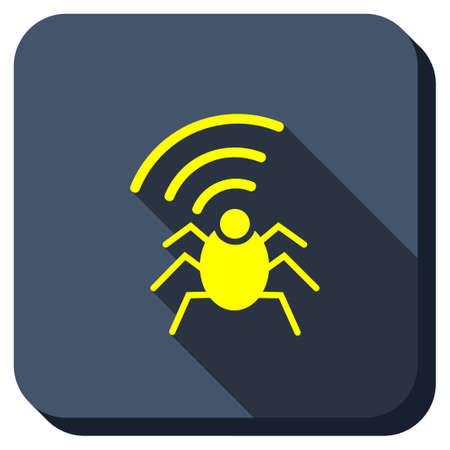 Radio Bug vector icon. Style is square rounded button, vector symbol with longshadow, white background.のイラスト素材