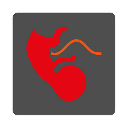 Ape Embryo vector icon. Style is flat rounded square silver button with red symbol, white background.のイラスト素材