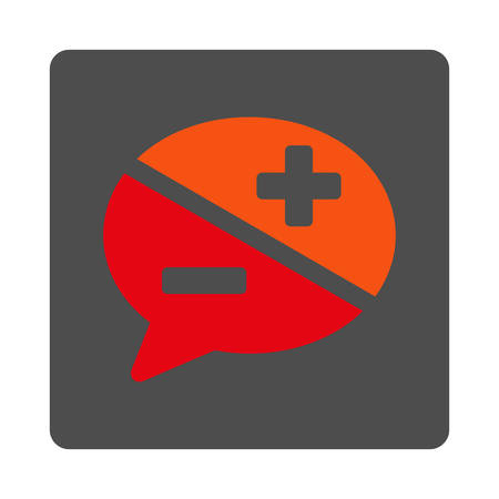 Arguments vector icon. Style is flat rounded square silver button with red symbol, white background.のイラスト素材