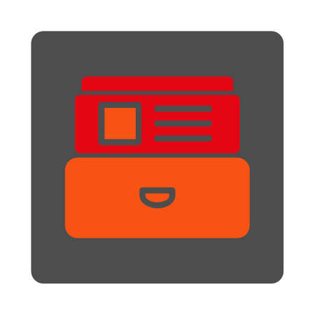 Illustration for Index Box vector icon. Style is flat rounded square silver button with red symbol, white background. - Royalty Free Image