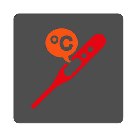 Celsius Temperature vector icon. Style is flat rounded square silver button with red symbol, white background.のイラスト素材