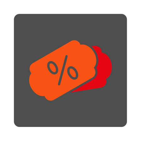 Discount Coupons vector icon. Style is flat rounded square silver button with red symbol, white background.のイラスト素材