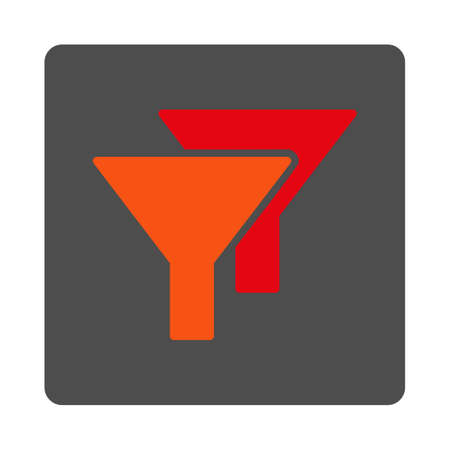 Filters vector icon. Style is flat rounded square silver button with red symbol, white background.のイラスト素材