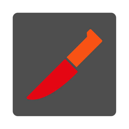 Knife vector icon. Style is flat rounded square silver button with red symbol, white background.のイラスト素材