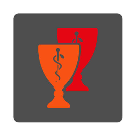 Medical Cups vector icon. Style is flat rounded square silver button with red symbol, white background.のイラスト素材