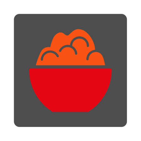 Porriage vector icon. Style is flat rounded square silver button with red symbol, white background.のイラスト素材