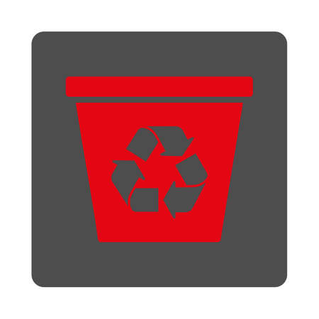 Trashcan vector icon. Style is flat rounded square silver button with red symbol, white background.のイラスト素材