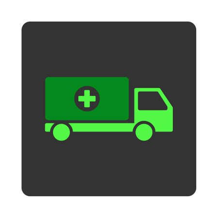 Medicine Shipment vector icon. Style is flat rounded square dark gray button, green symbol, white background.のイラスト素材