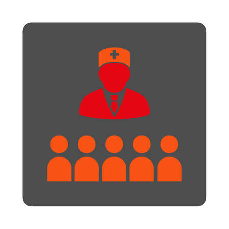 Medical Class vector icon. Style is flat rounded square gray button with red symbol, white background.のイラスト素材