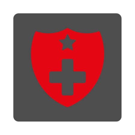 Medical Insurance vector icon. Style is flat rounded square gray button with red symbol, white background.のイラスト素材