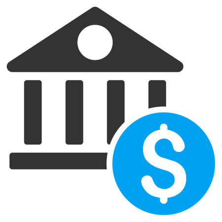 Dollar Bank glyph icon. Style is bicolor flat symbol, blue and gray colors, rounded angles, white background.の写真素材
