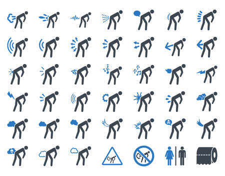 Stink patients glyph icon collection. Style is bicolor flat symbols, smooth blue colors, rounded angles, white background.の写真素材