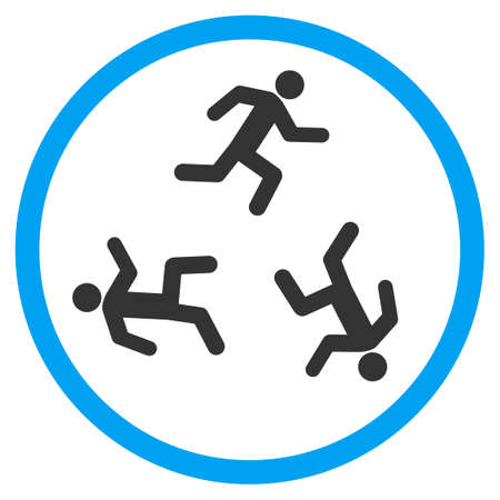 Running Men vector icon. Style is bicolor flat circled symbol, blue and gray colors, rounded angles, white background.のイラスト素材