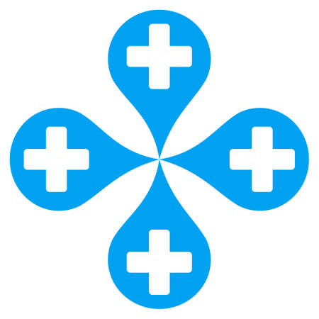 Hospital Map Markers glyph icon. Style is flat symbol, blue color, rounded angles, white background.の写真素材