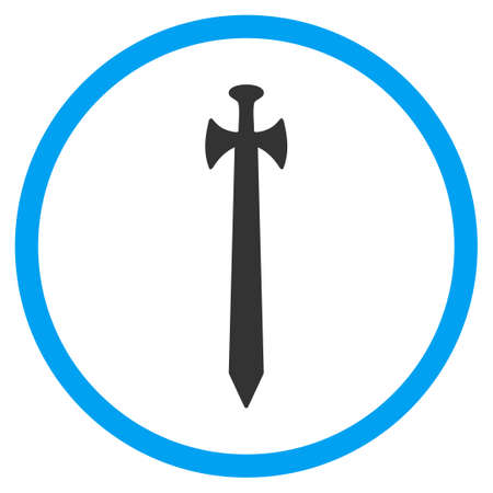 Medieval Sword vector icon. Style is bicolor flat circled symbol, blue and gray colors, rounded angles, white background.のイラスト素材