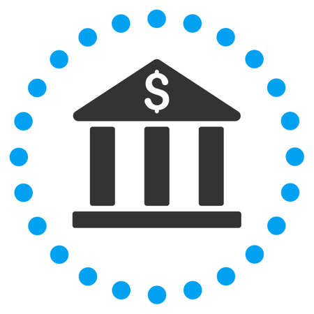 Bank Building vector icon. Style is bicolor flat circled symbol, blue and gray colors, rounded angles, white background.のイラスト素材