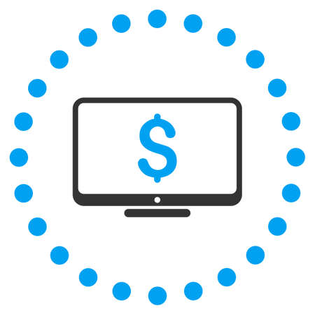 Financial Monitoring vector icon. Style is bicolor flat circled symbol, blue and gray colors, rounded angles, white background.のイラスト素材