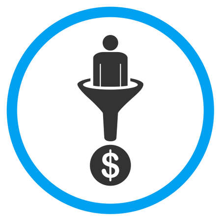 Customer Filter vector icon. Style is bicolor flat circled symbol, blue and gray colors, rounded angles, white background.のイラスト素材