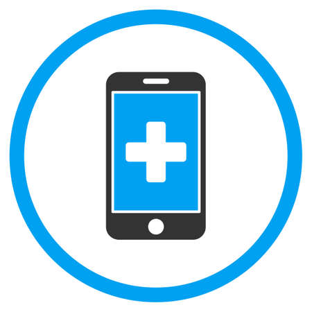 Mobile Medicine vector icon. Style is bicolor flat circled symbol, blue and gray colors, rounded angles, white background.のイラスト素材