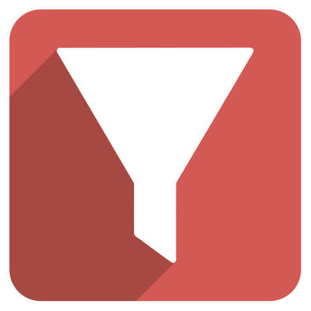 Filter long shadow vector icon. Style is a light flat symbol on a red rounded square button.のイラスト素材